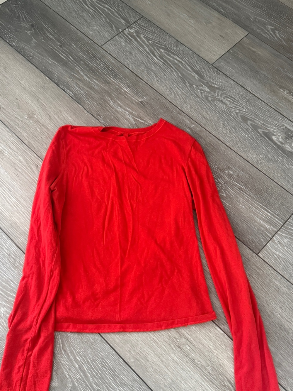 Skims Long Sleeve Red Crewneck Top